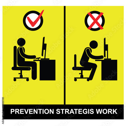 Prevention Strategis Work, sign and Label vector