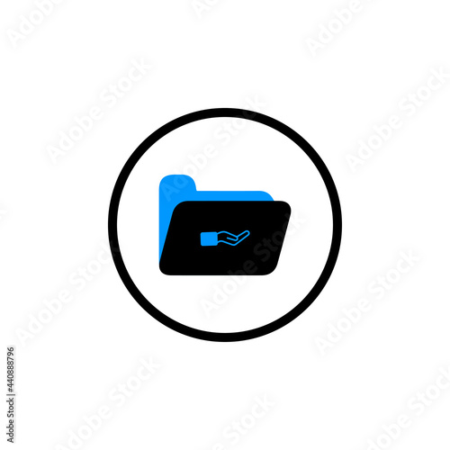 document, folder, left, previous folder icon in circle