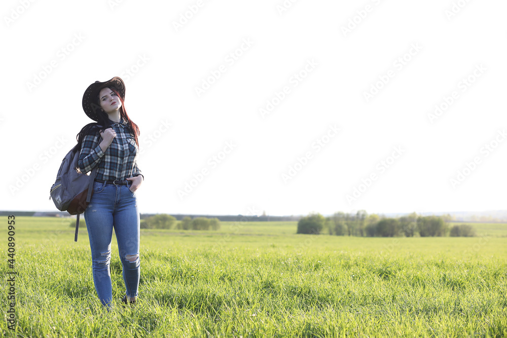 A girl travels the summer in the country