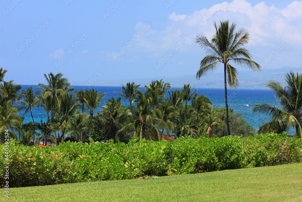 ハワイ島（ビッグアイランド）、青い海、青い空、白