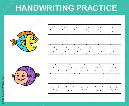 Handwriting practice sheet illustration vector