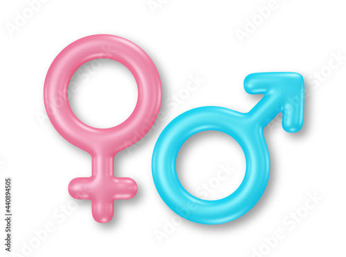 Male and female gender symbols isolated on white background