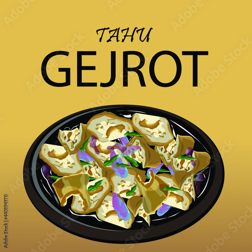 Vector Illustration of Traditional Indonesian Snack named Tahu Gejrot photo