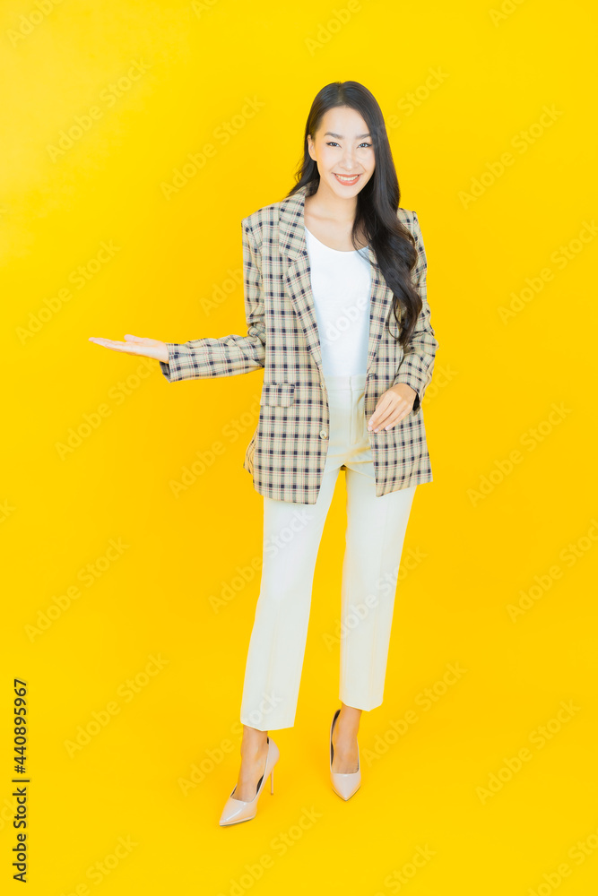 Portrait beautiful young asian woman smile with action Portrait beautiful young asian woman smile with action