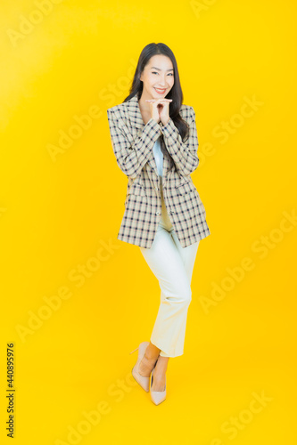 Portrait beautiful young asian woman smile with action