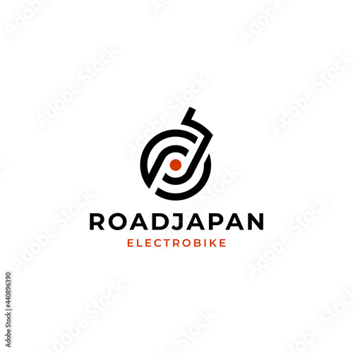 e bike letter R J logo vector icon illustration modern style for your business