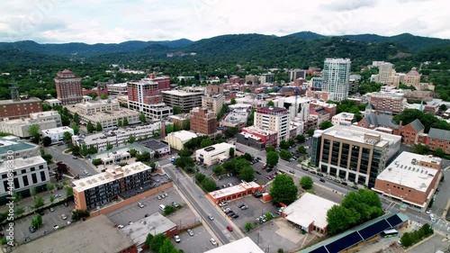 Asheville NC, Asheville North Carolina, Fast Aerial Push into Skyline photo