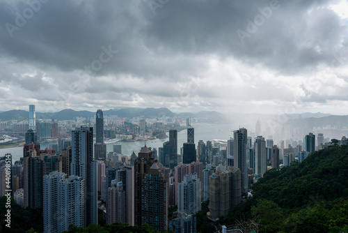 Victoria Harbor view from the Peak in Fog  Hong Kong