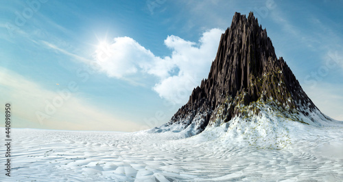 panorama of mountains, 3D render