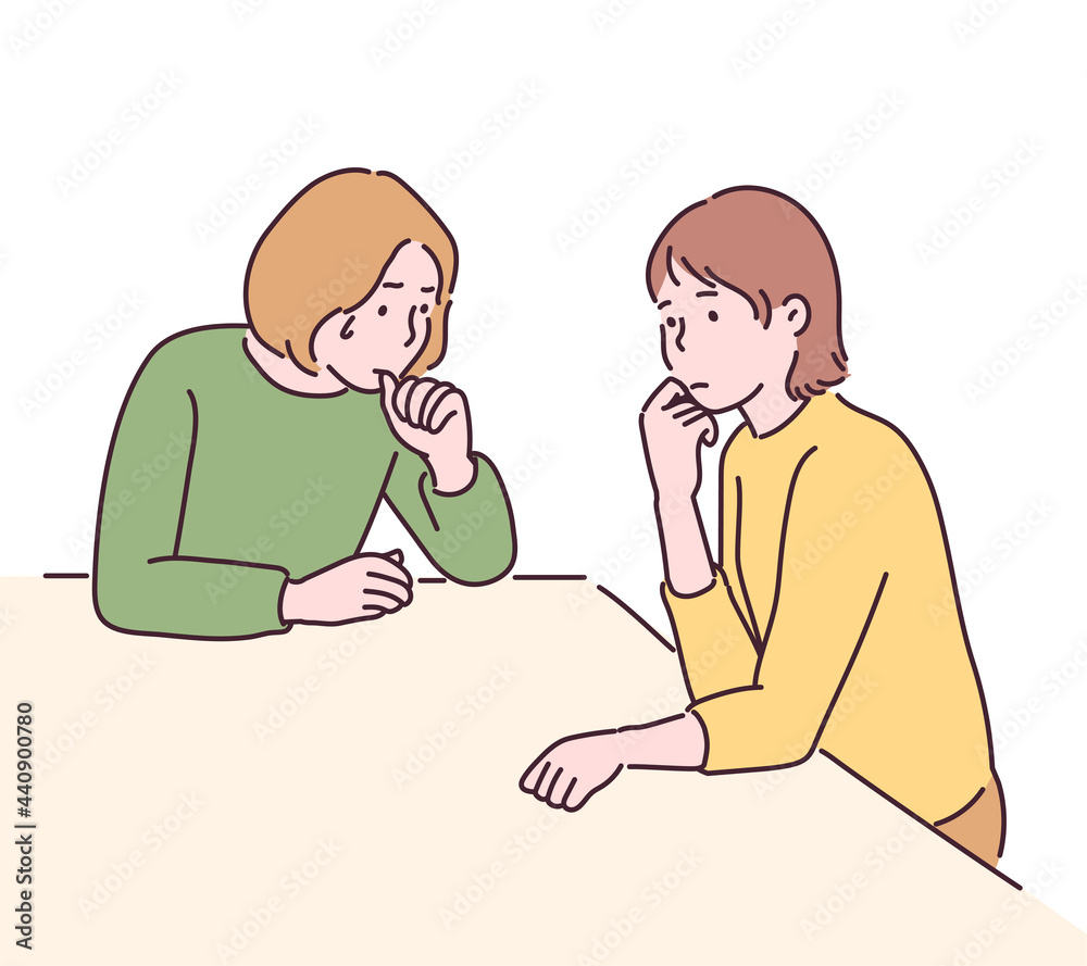Women with serious expressions. hand drawn style vector design illustrations. Women with serious expressions. hand drawn style vector design illustrations.
