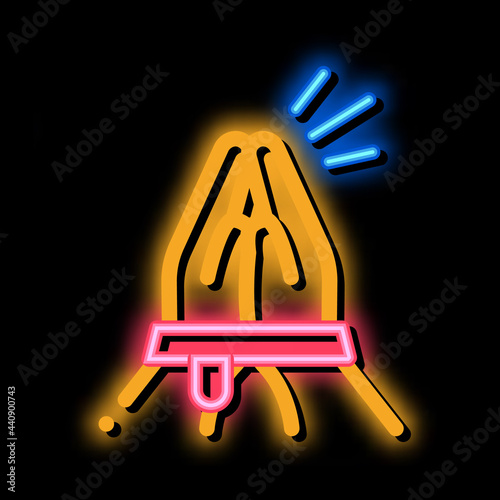 tied hands asking for help neon light sign vector. Glowing bright icon tied hands asking for help sign. transparent symbol illustration