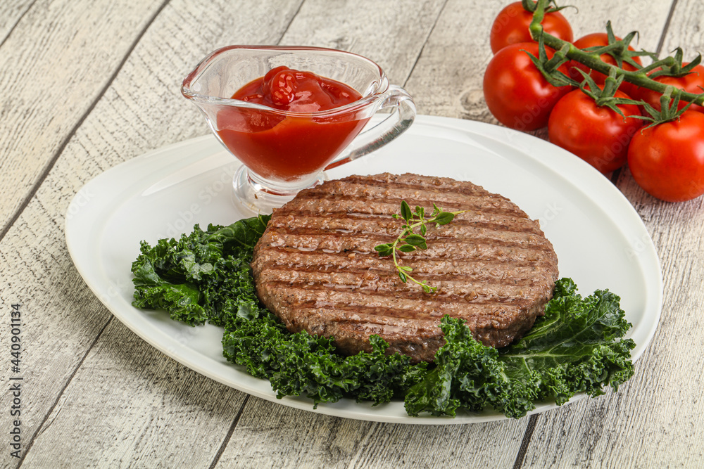 Grilled beef cutlet for burger Grilled beef cutlet for burger