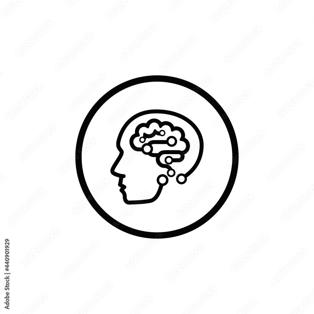 Creative human tech icon in circle Creative human tech icon in circle