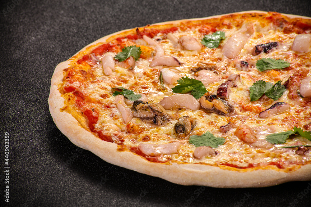 Italian traditional Pizza with seafood