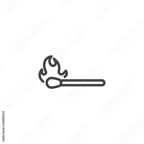 Burning match line icon