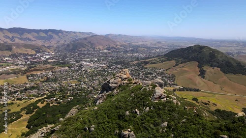 Panoramic View Of Townscape Of San Luis Obispo County And Cerro San Luis Obispo Mountain In California. aerial photo