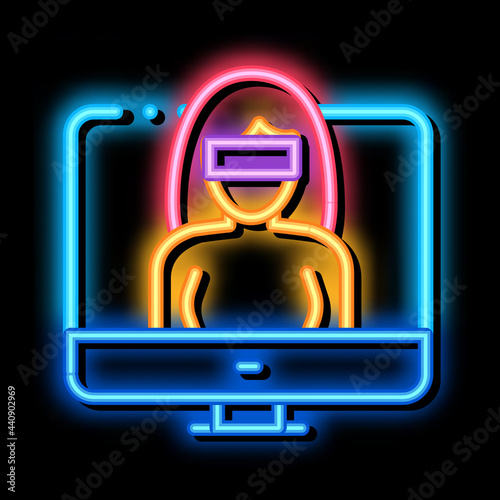 computer hacker neon light sign vector. Glowing bright icon computer hacker sign. transparent symbol illustration