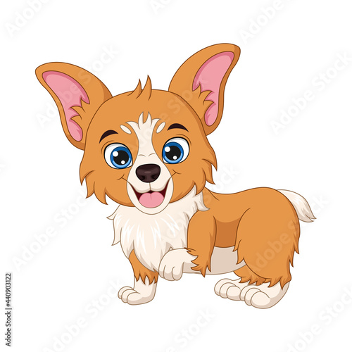 Cute corgi dog cartoon on white background