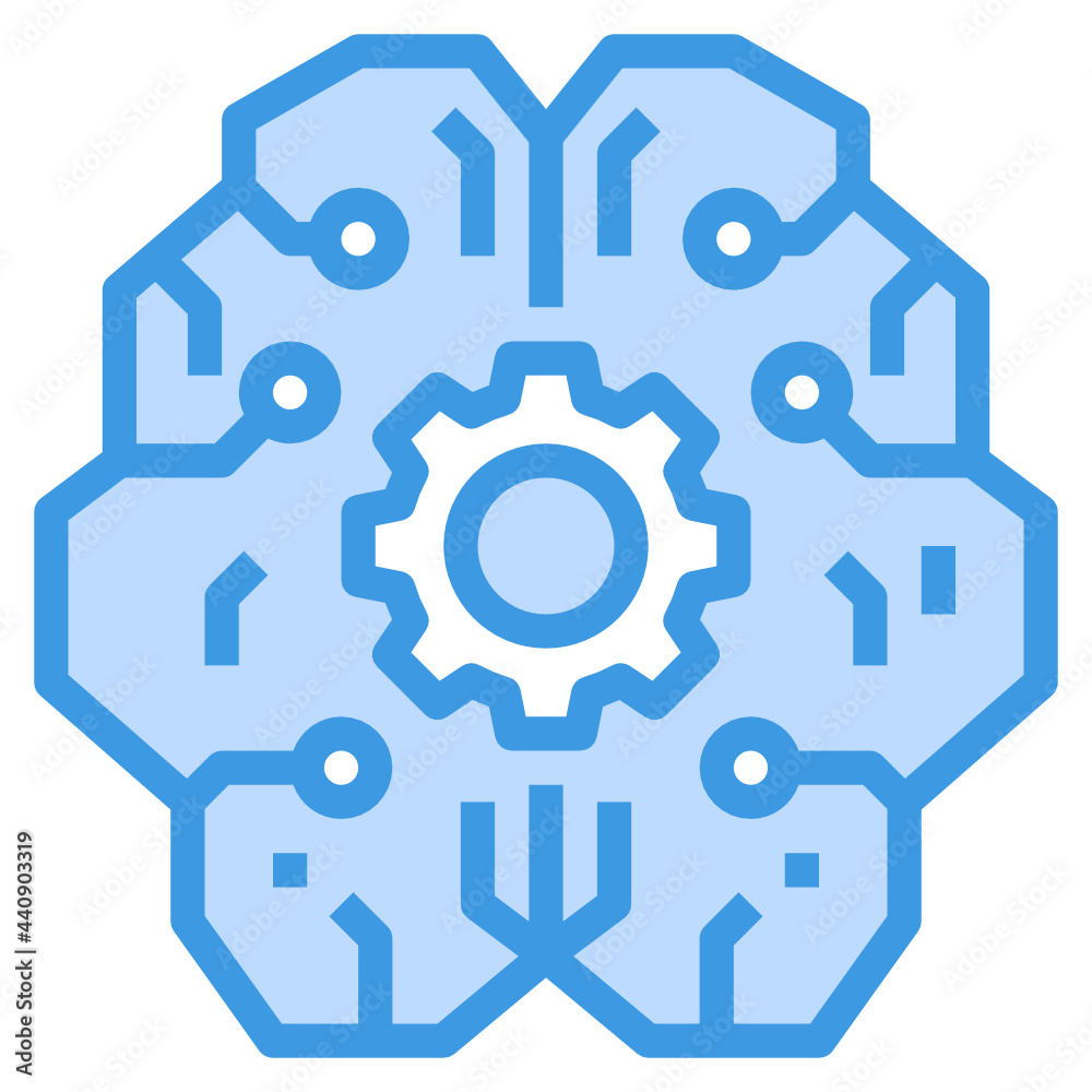 Artificial Intelligence blue outline icon