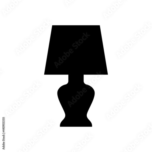 lamp light icon in solid black flat shape glyph icon, isolated on white background 