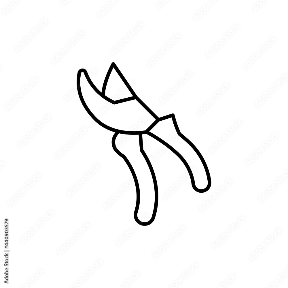 pruning shears icon in flat black line style, isolated on white background pruning shears icon in flat black line style, isolated on white background