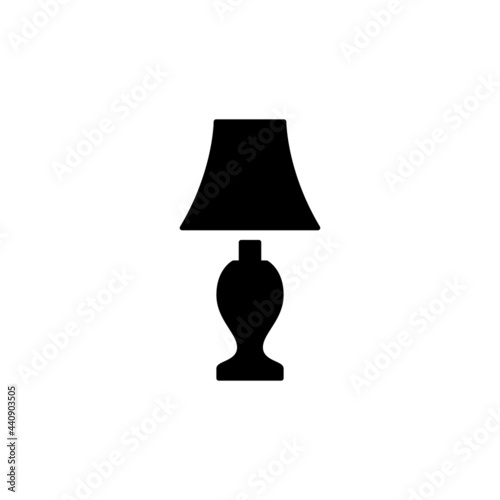 lamp light icon in solid black flat shape glyph icon, isolated on white background 