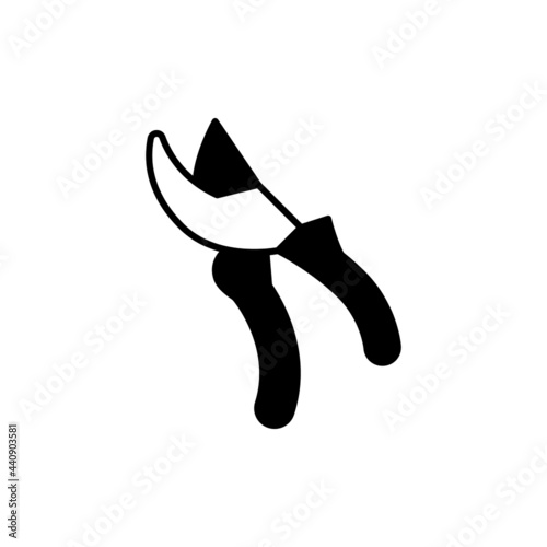 pruning shears icon in solid black flat shape glyph icon, isolated on white background 