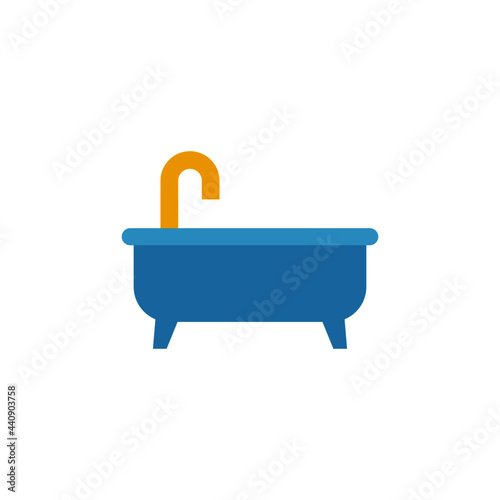 Bath tub icon in color icon, isolated on white background 