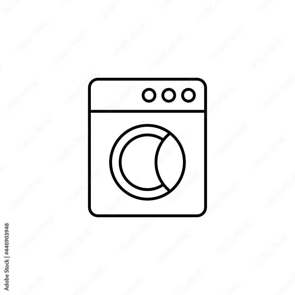 laundry machine icon in flat black line style, isolated on white background laundry machine icon in flat black line style, isolated on white background