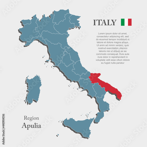 Vector map country Italy and region Apulia