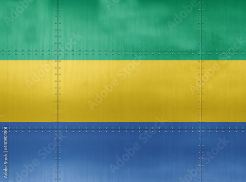 3D Flag of Gabon on metal