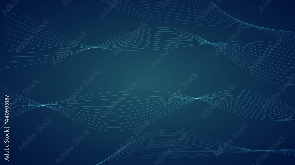 Abstract blue background with lines array of particles flowing over dark background, dynamic, sound wave and 3d vector illustration. Abstract blue background with lines array of particles flowing over dark background, dynamic, sound wave and 3d vector illustration.