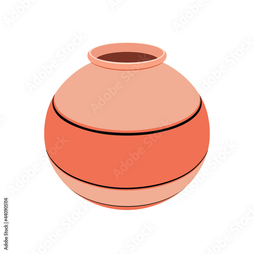 Clay pot vector illustration isolated on white background