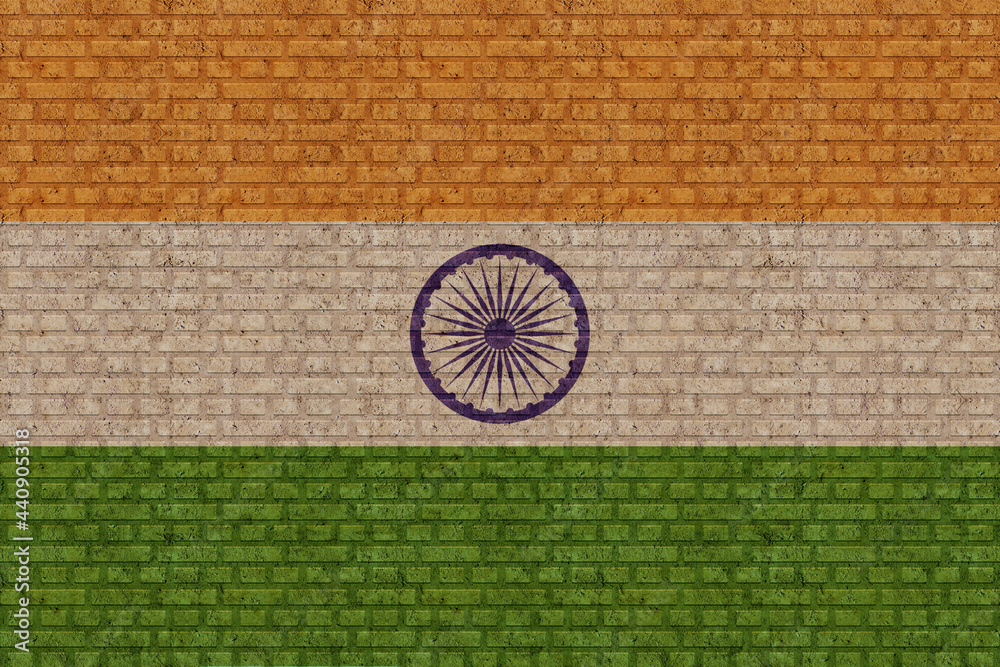 3D Flag of India on brick wall