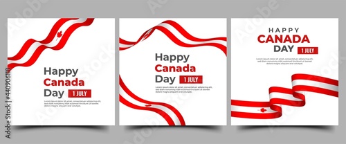 Canada day social media post template design. Modern banner with Canada flag illustration. Usable for social media, greeting cards, banners, and websites.