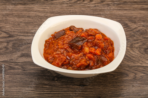 Eggplant saute with tomato and herbs