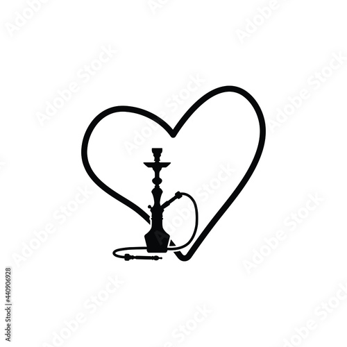 heart with hookah icon logo template 