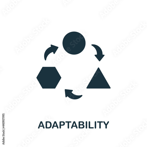 Adaptability icon. Monochrome simple element from soft skill collection. Creative Adaptability icon for web design, templates, infographics and more