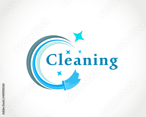 circle brush cleaning logo symbol design illustration