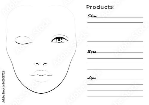 Face chart for make up artists