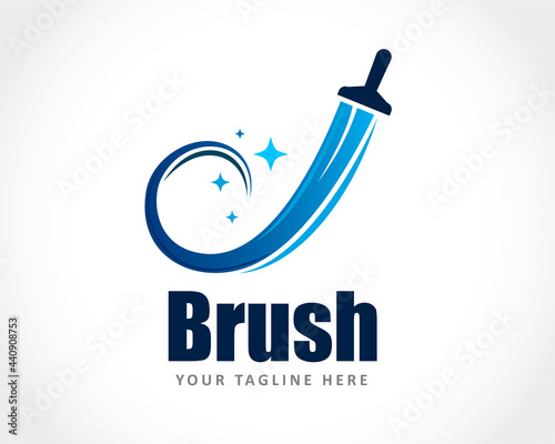 magic brush cleaner logo symbol design illustration