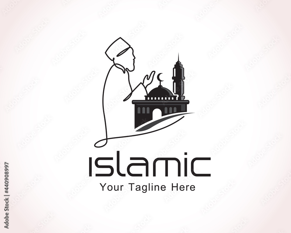 islamic symbol muslim prayer logo design illustration