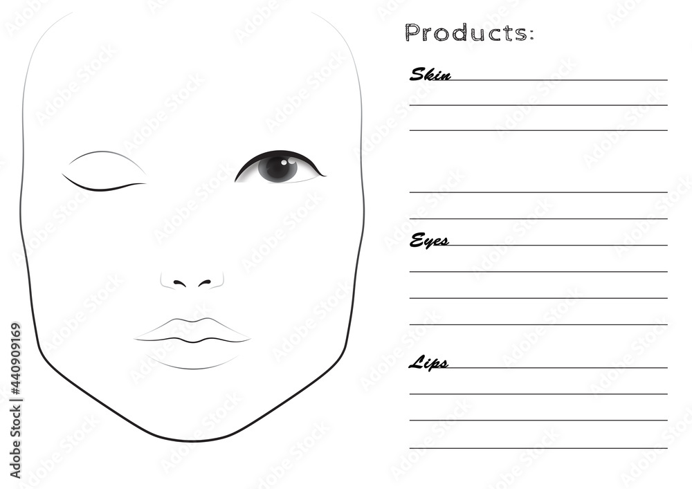 Face chart for make up artists Face chart for make up artists