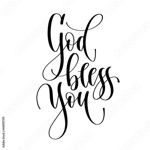 God bless you hand lettering inscription christian quotes calligraphy design