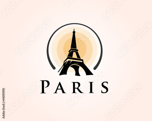 circle pisa tower drawing art logo design template illustration