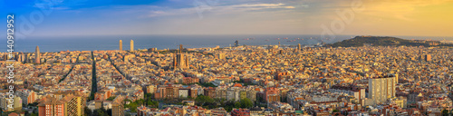 Photography Barcelona Spain, high angle view sunset panorama city skyline view from Bunkers