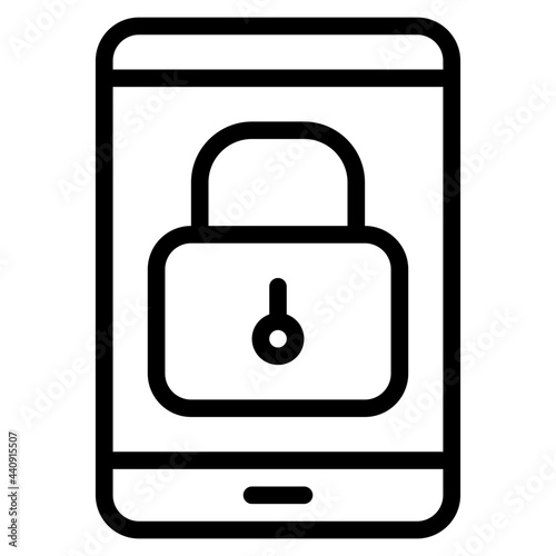 Mobile lock outline style icon