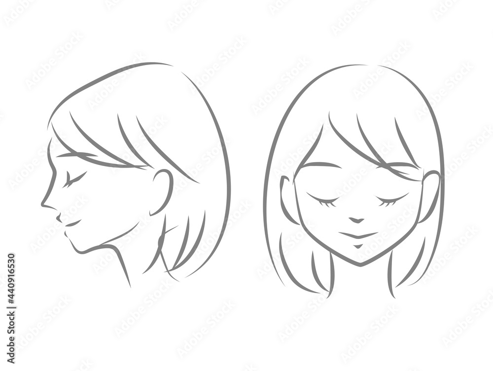 女性の正面と横顔のイラスト
