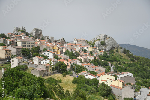 Panoramic view of Pietrabbondante, a village in the mountains of the Molise region in Italy. photo