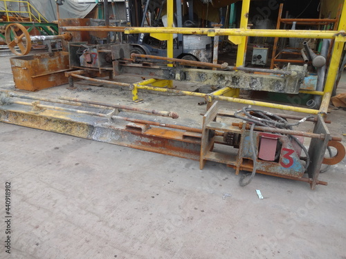 Old lead pump use for transferring molten metal for refining